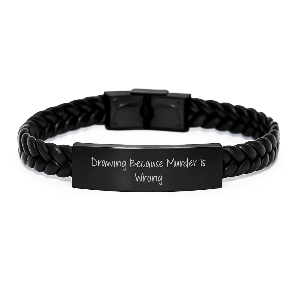 Funny Drawing Gifts for Men - Interlaced Leather Bracelet, Stainless Steel and PU Leather - Unique Christmas Unique Gifts from Friends