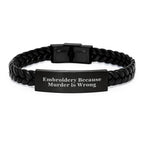 Funny Quote Embroidery Interlaced Leather Bracelets Gifts for Men, Women, Friends and Family, Christmas Unique Presents from Loved Ones