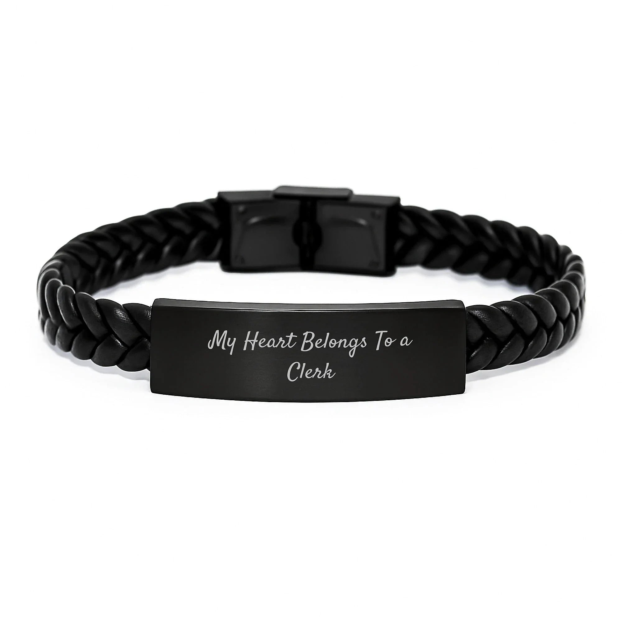 Clerk Gifts from Friends, My Heart Belongs to a Clerk Interlaced Leather Bracelet for Graduation