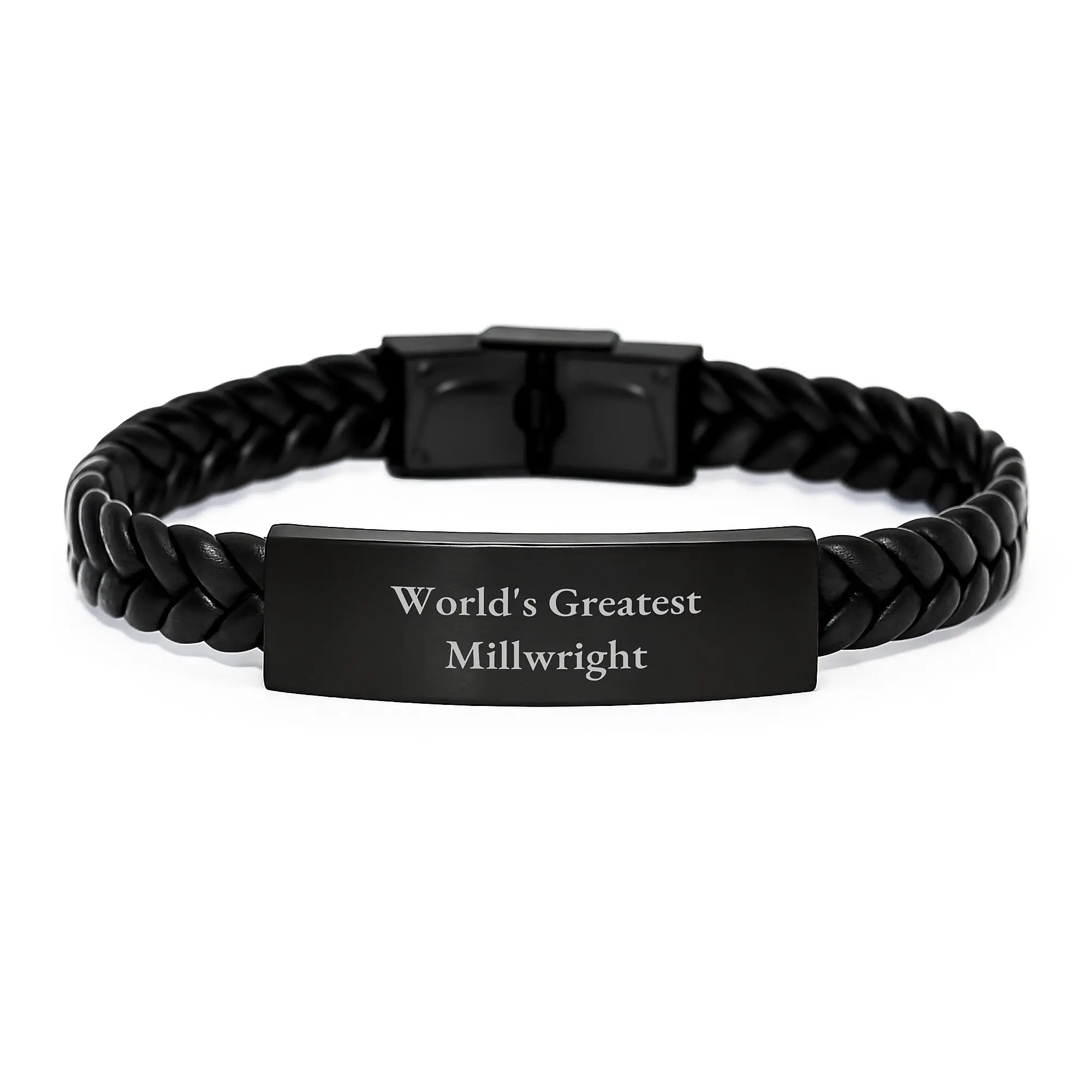 Funny Millwright Gifts from Friends for Men, World's Greatest Millwright Interlaced Leather Bracelet, Birthday Unique Gifts - Image 1