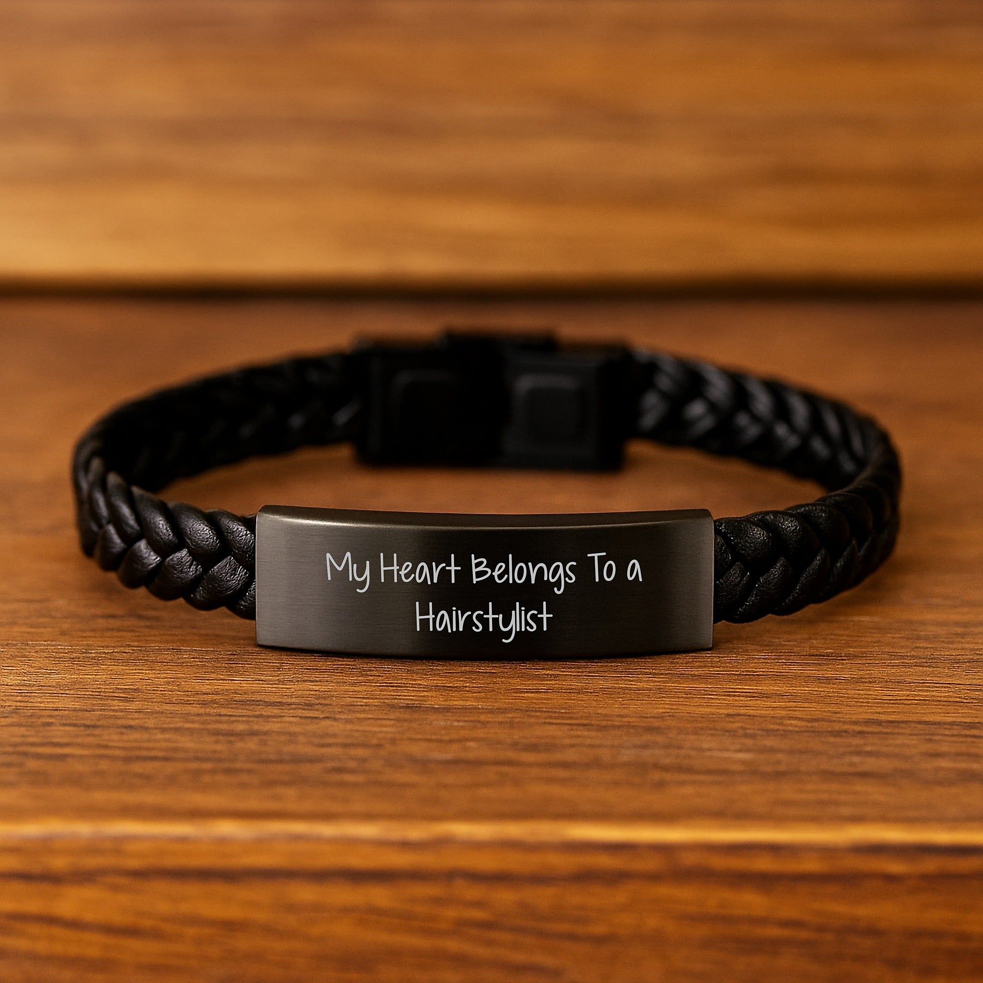 Hairstylist Gifts for Men Women Friends Coworkers, Funny Interlaced Leather Bracelet, Gift from Family for Hairstylist, My Heart Belongs To A Hairstylist - Image 2