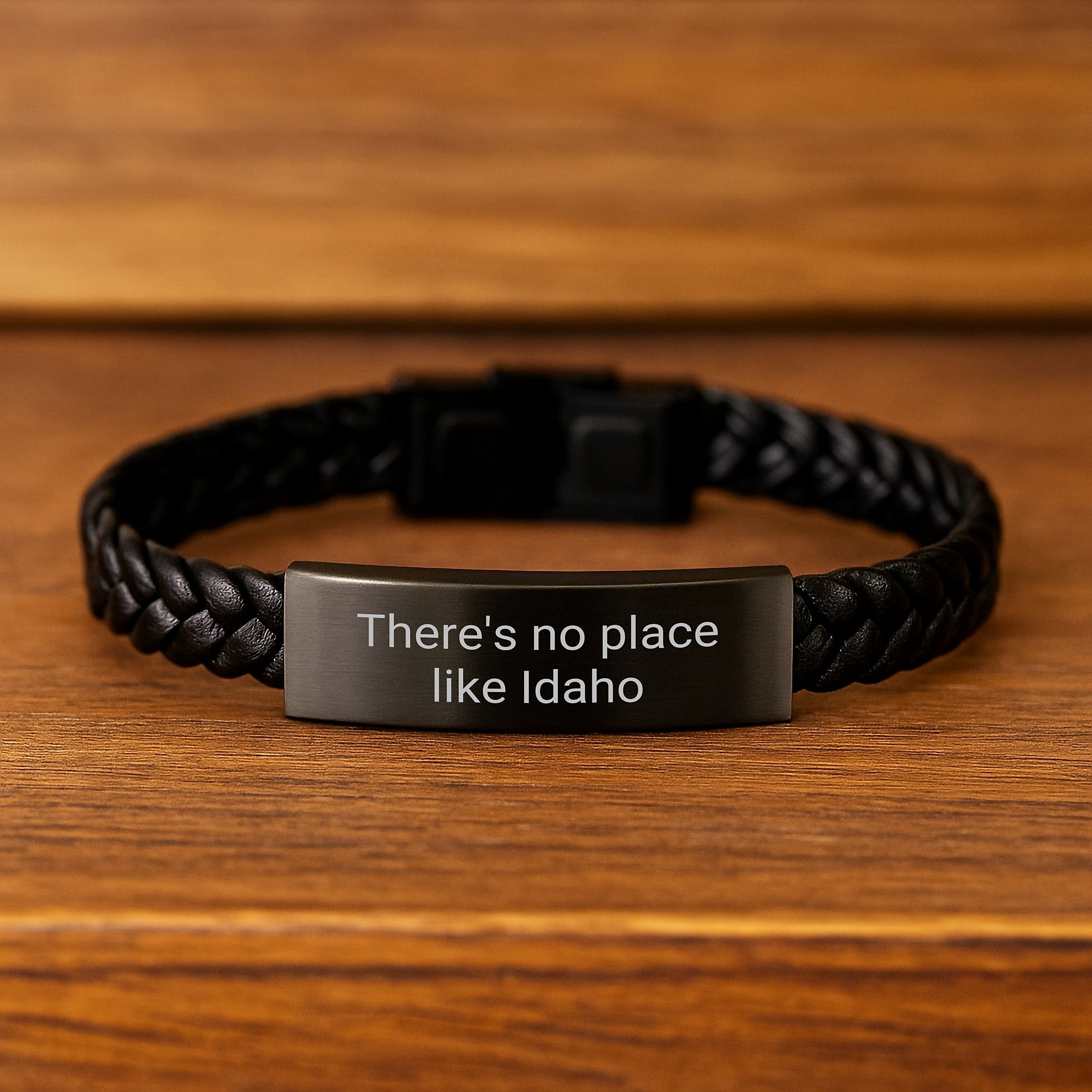 Idaho Inspired Interlaced Leather Bracelet, Christmas Unique Gifts from Friends, Funny Quote 'There's No Place Like Idaho' for Men, Women - Image 2