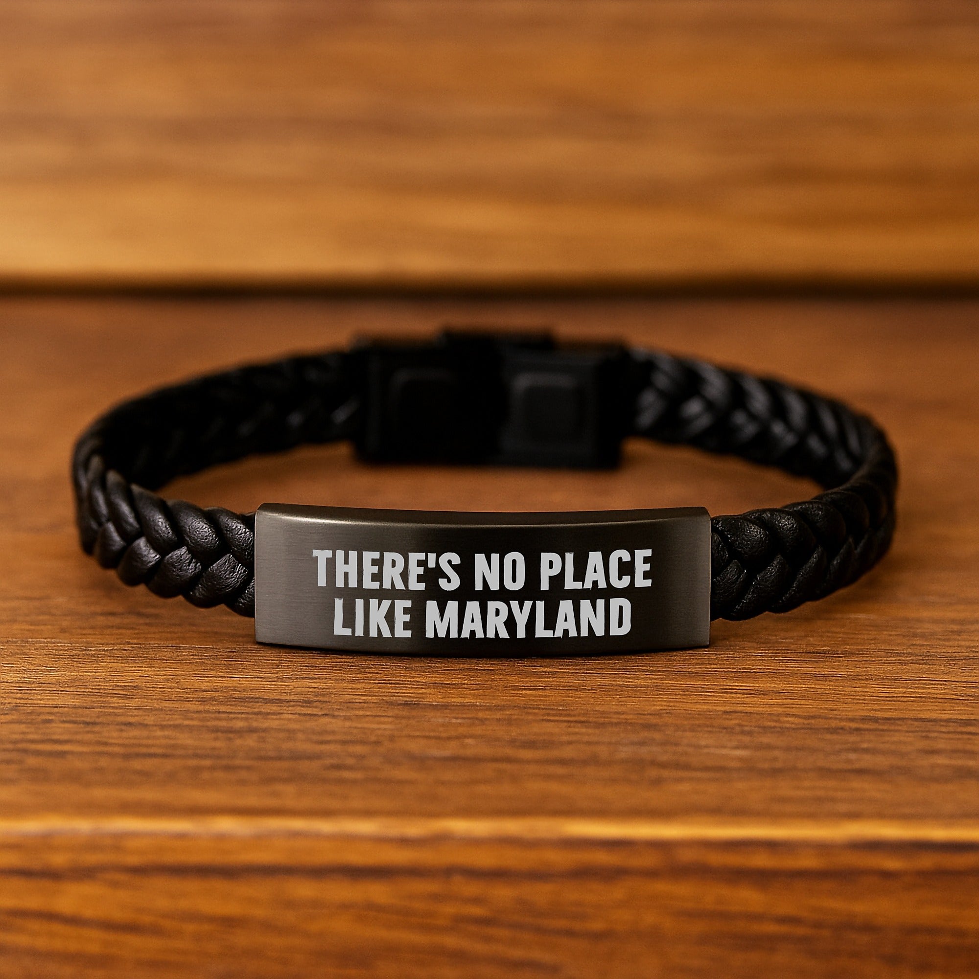 Maryland Gifts for Men - Funny Quote Interlaced Leather Bracelet Gifts from Maryland, Engraved Stainless Steel PU Leather, Christmas Unique Gifts - Image 2