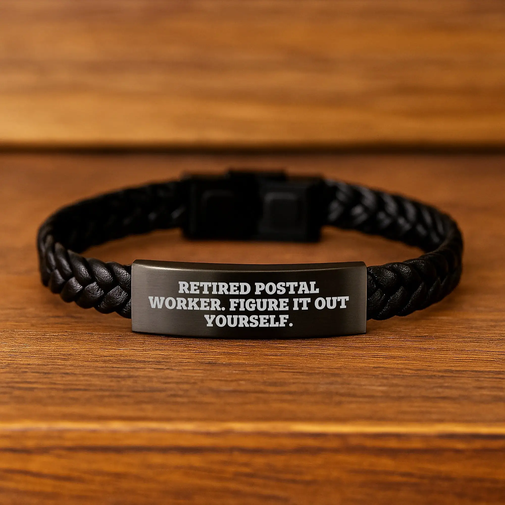 Funny Quote for Postal Worker, Interlaced Leather Bracelet Gifts from Men for Friends Birthday Unique - Image 2