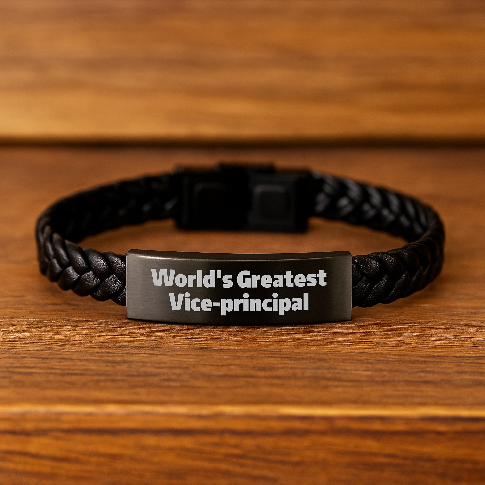 Funny World's Greatest Vice-principal Gifts for Men Interlaced Leather Bracelet, Gifts from Friends to Vice-principal, Birthday Unique Gifts for Vice-principal, Vice-principal Leather Cuff Bracelet - Image 2