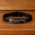 Funny Librarian Quotes Interlaced Leather Bracelet Gifts for Librarian Men Women Friends Coworkers Family - Best Librarian Ever Christmas Unique Gifts from Friends