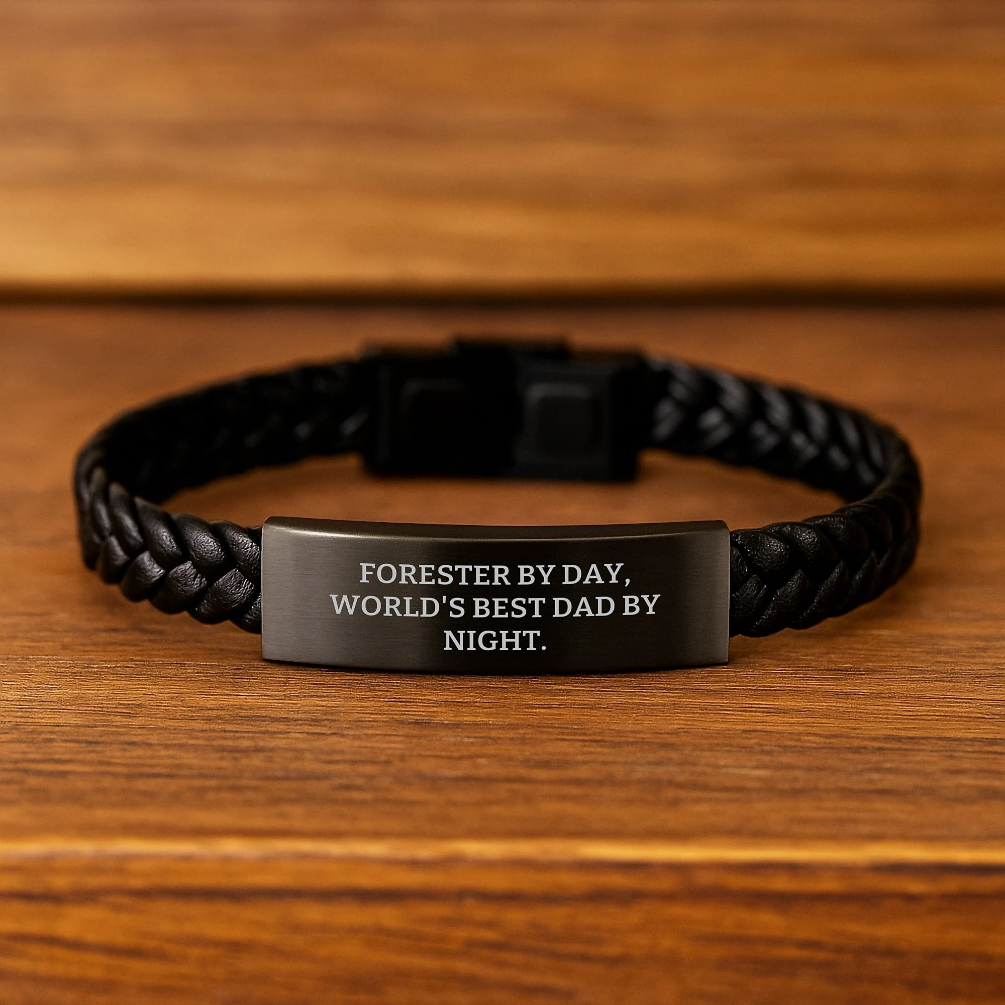 Forester Gifts for Forester By Day, World's Best Dad By Night Interlaced Leather Bracelet - Christmas Unique Gifts for Men