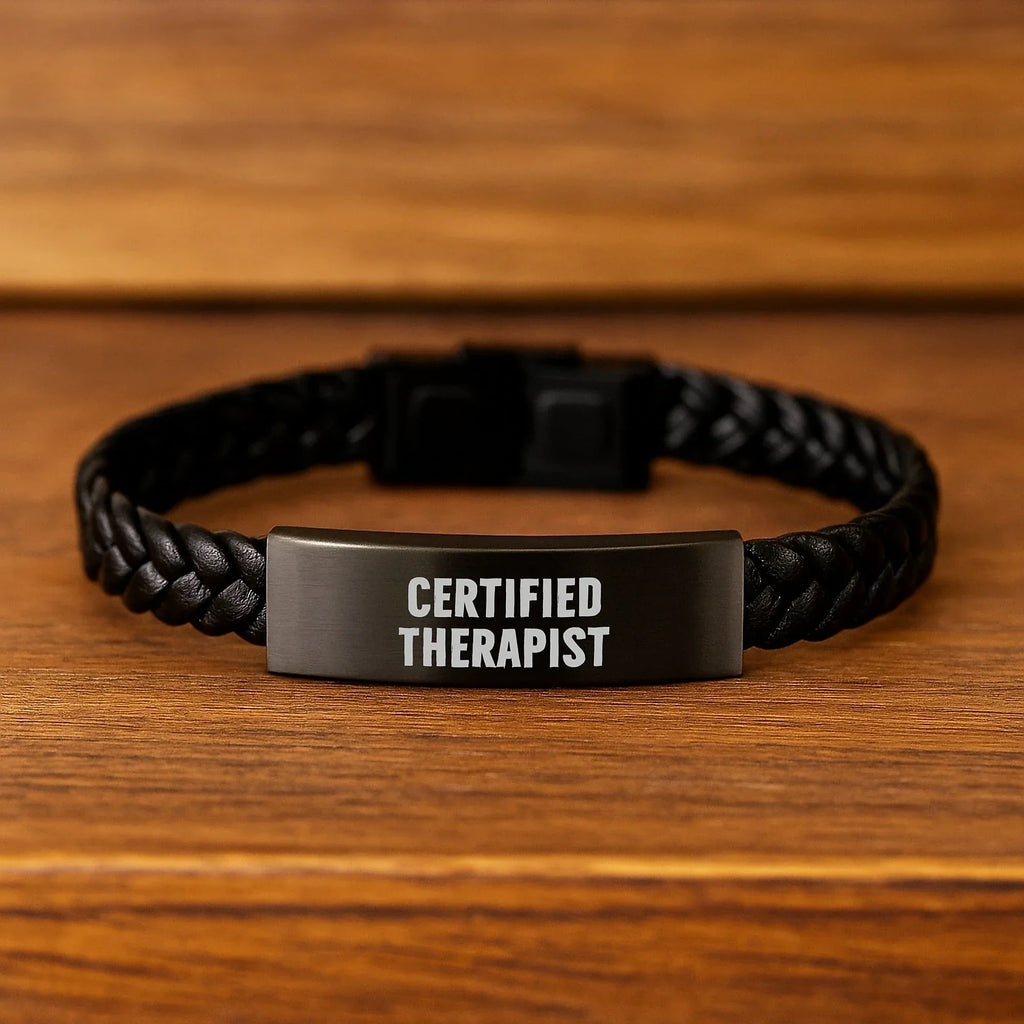 Funny Therapist Gifts from Friends - Interlaced Leather Birthday Present for Certified Therapist