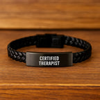 Funny Therapist Gifts from Friends - Interlaced Leather Birthday Present for Certified Therapist