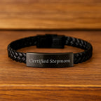 Funny Stepmom Gifts from Men to Stepmom, Inspirational Quote Interlaced Leather Bracelet, Stylish Christmas Unique Gifts for Stepmom