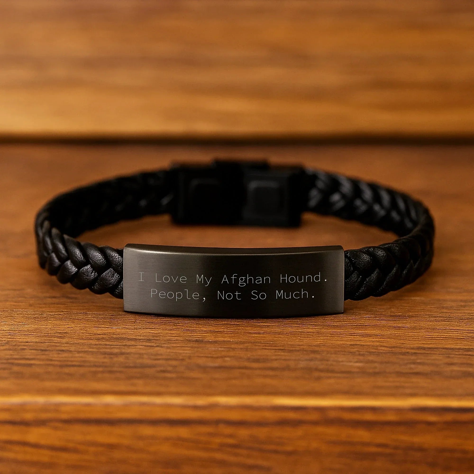 Unique Afghan Hound Dog Lover Gifts from Friends for Family Members - Funny Engraved Interlaced Leather Bracelet for Men Women