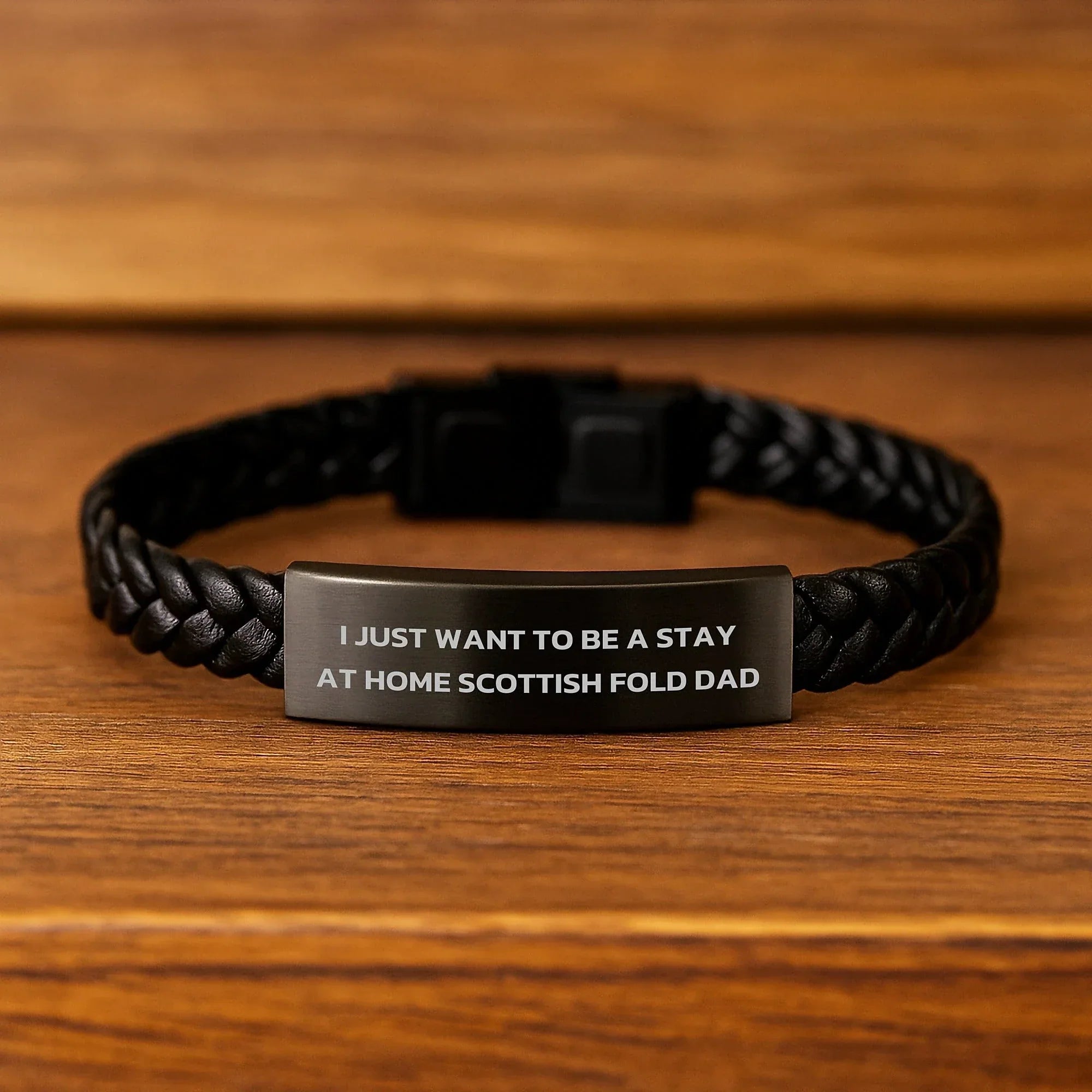 Funny Scottish Fold Cat Gifts for Men from Dad - Interlaced Leather Bracelet, Birthday Unique Presents