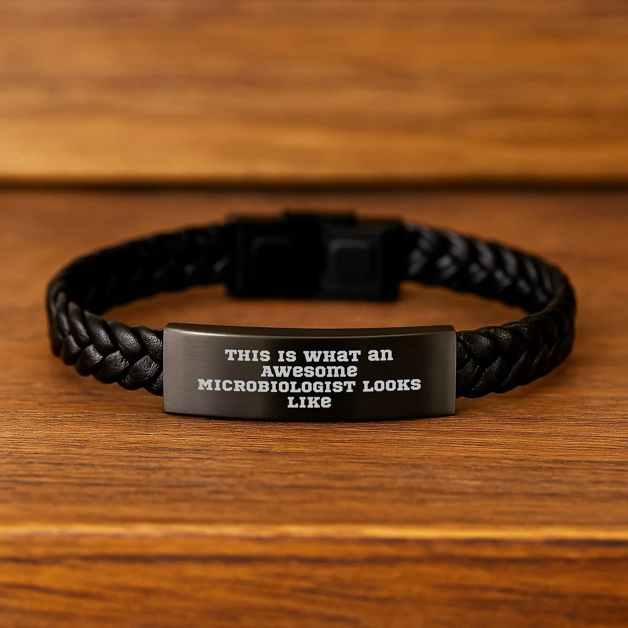 Funny Microbiologist Gifts for Men, Women, or Friends - Interlaced Leather Bracelet with Stainless Steel and PU Leather - Birthday Unique Gifts from Family, Coworkers, or Self - Image 2