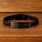 Funny Domestic Medium Hair Cat Dad Gifts, Interlaced Leather Bracelet