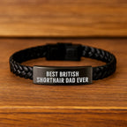 Funny British Shorthair Cat Dad Gifts - Interlaced Leather Graduation Accessories for Men, Women, Friends, Coworkers, Family