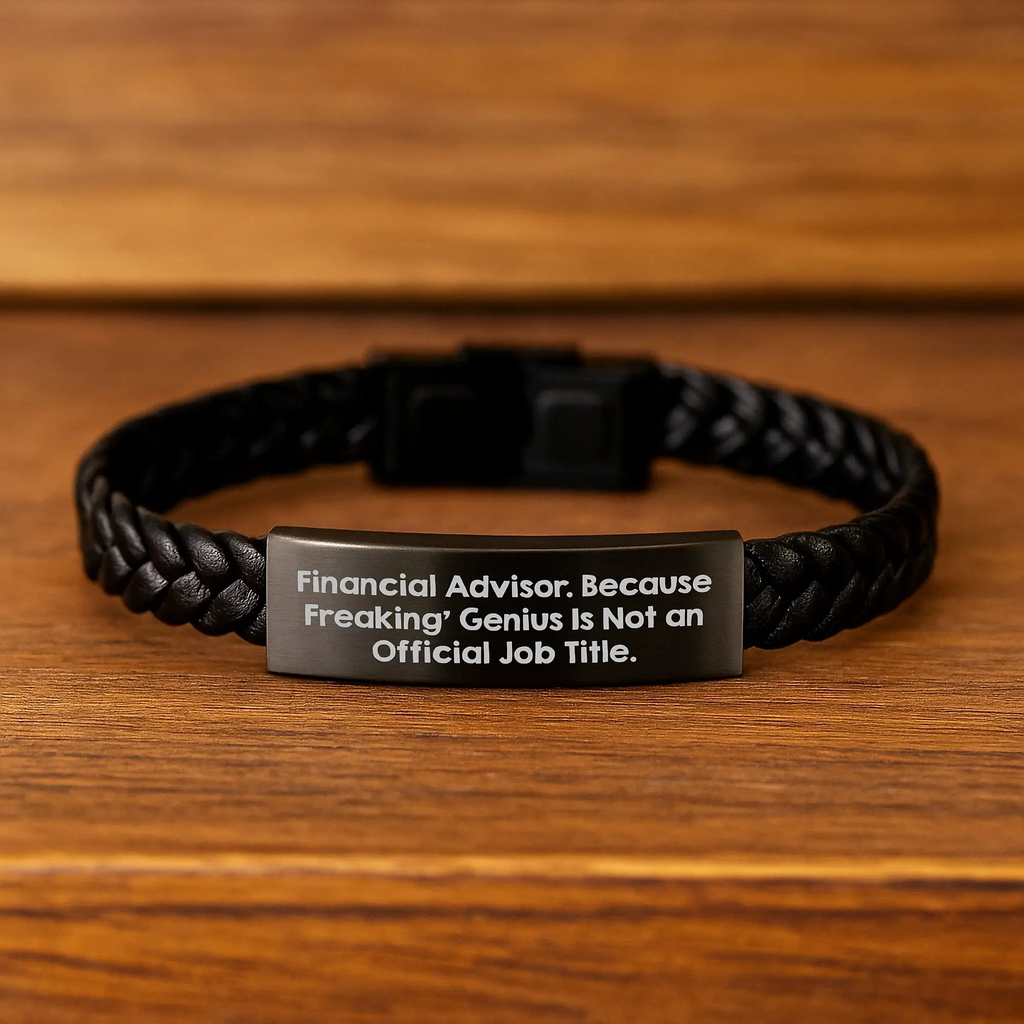 Financial Advisor Keepsake Leather Bracelet for Him Birthday Gift - Image 2
