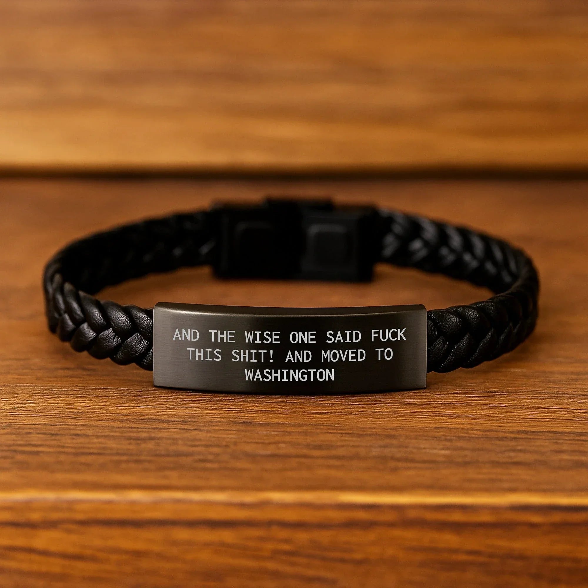 Gifts from Washington, Funny Quote Interlaced Leather Bracelet for Friends, Washington Style Unique Valentine's Gifts