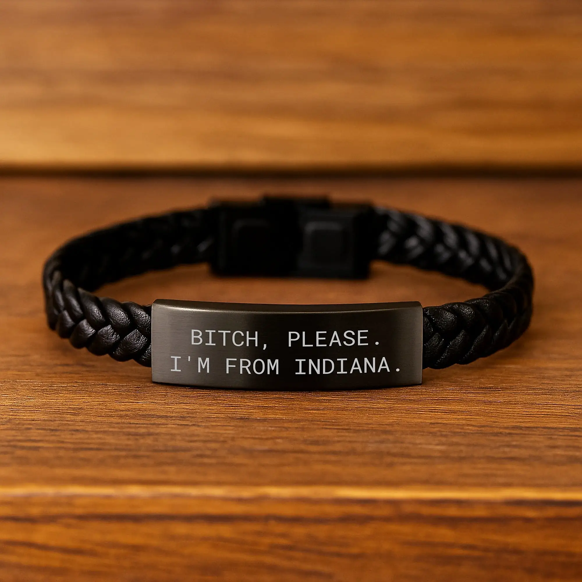 Funny Birthdays Gifts from Indiana, Interlaced Leather Bracelet, B-tch Please I'm From Indiana Style, Unique Birthday Unique Gifts for Indiana Men, Women, Friends, Family - Image 2