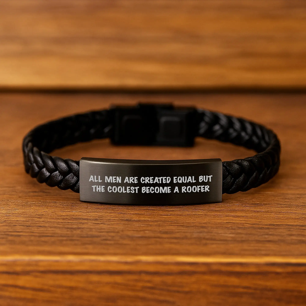 Birthday Gift for Her Roofer Interlaced Leather Bracelet Present - Image 2
