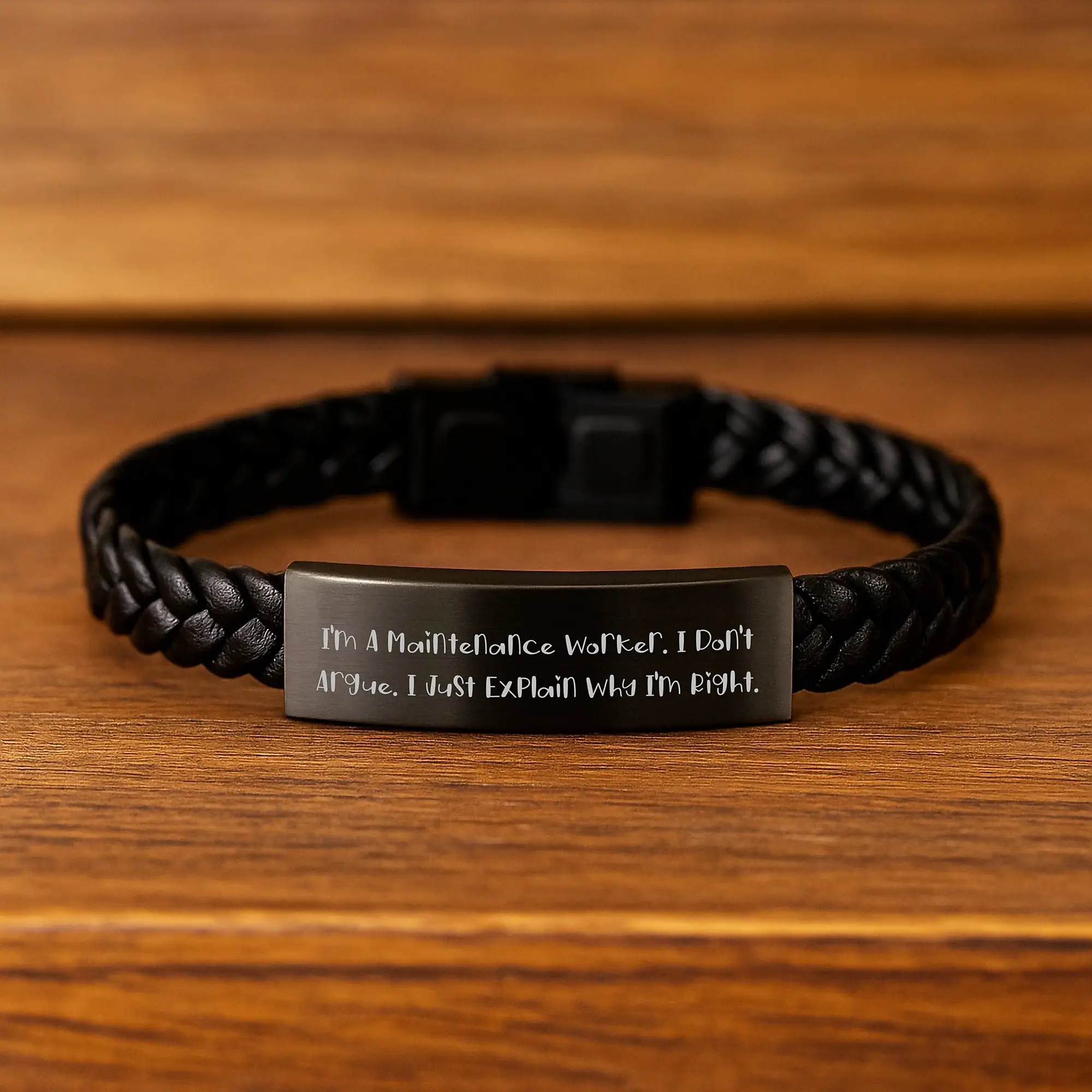 Maintenance Worker Keepsake Leather Bracelet for Him Birthday Gift - Image 2