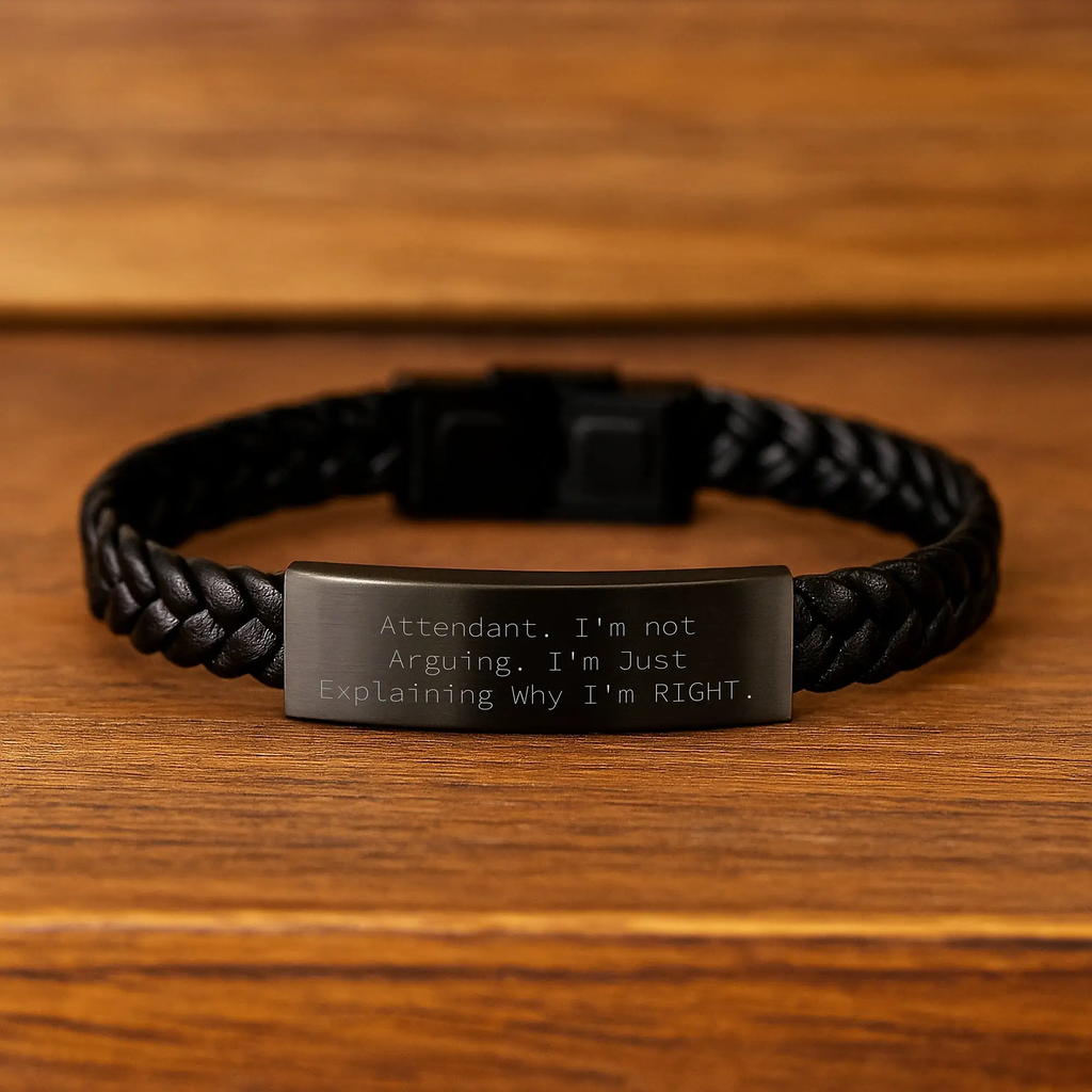 Funny Attendant Gifts, Interlaced Leather Bracelet for Attendant, Gifts from Men to Attendant on Mother's Day - Attendant Explains Why I'm Right - Image 2