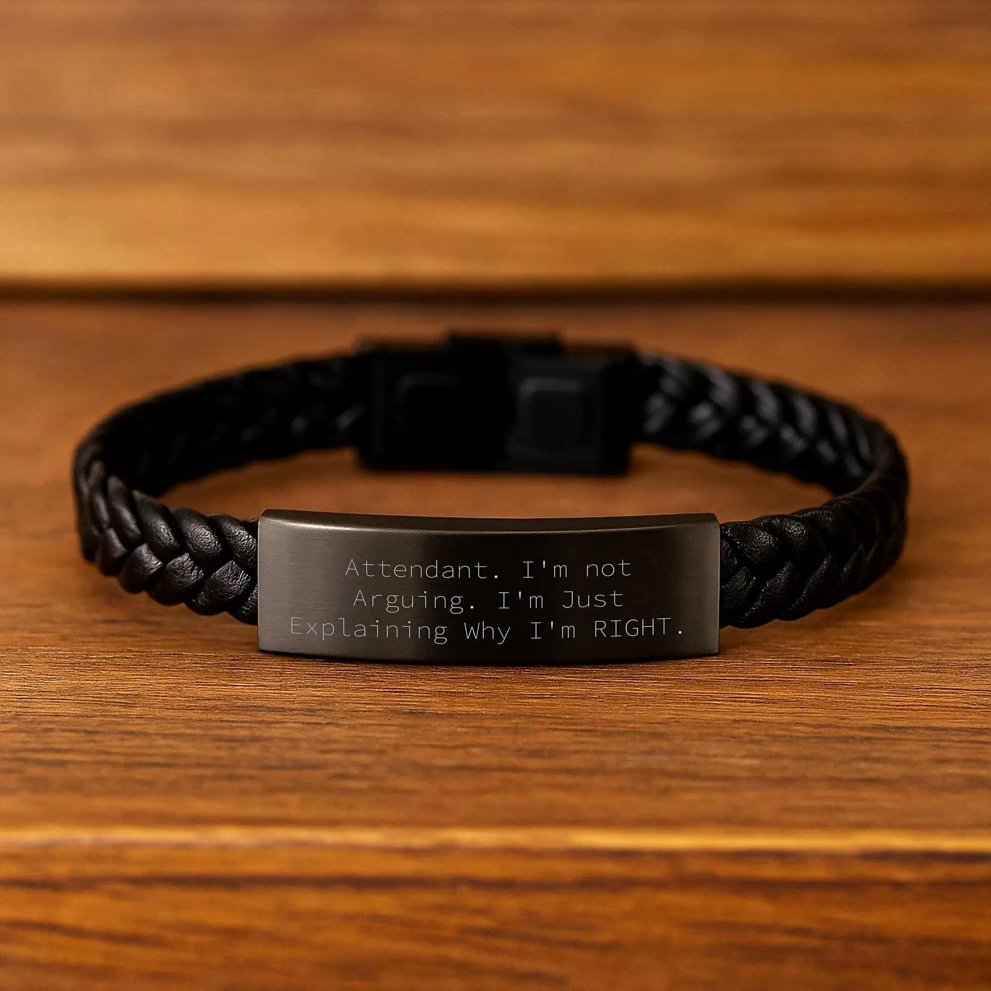 Funny Attendant Gifts, Interlaced Leather Bracelet for Attendant, Gifts from Men to Attendant on Mother's Day - Attendant Explains Why I'm Right - Image 2