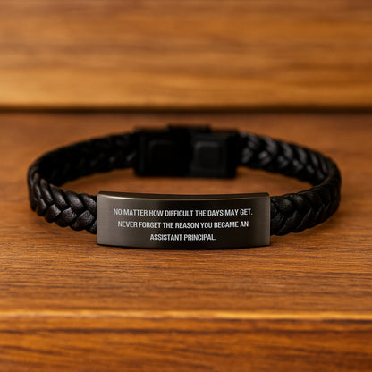 Gifts from Friends to Assistant Principals - Inspirational Interlaced Leather Bracelet, Assistant Principal Gifts for Men, Christmas Unique Ideas - Image 2