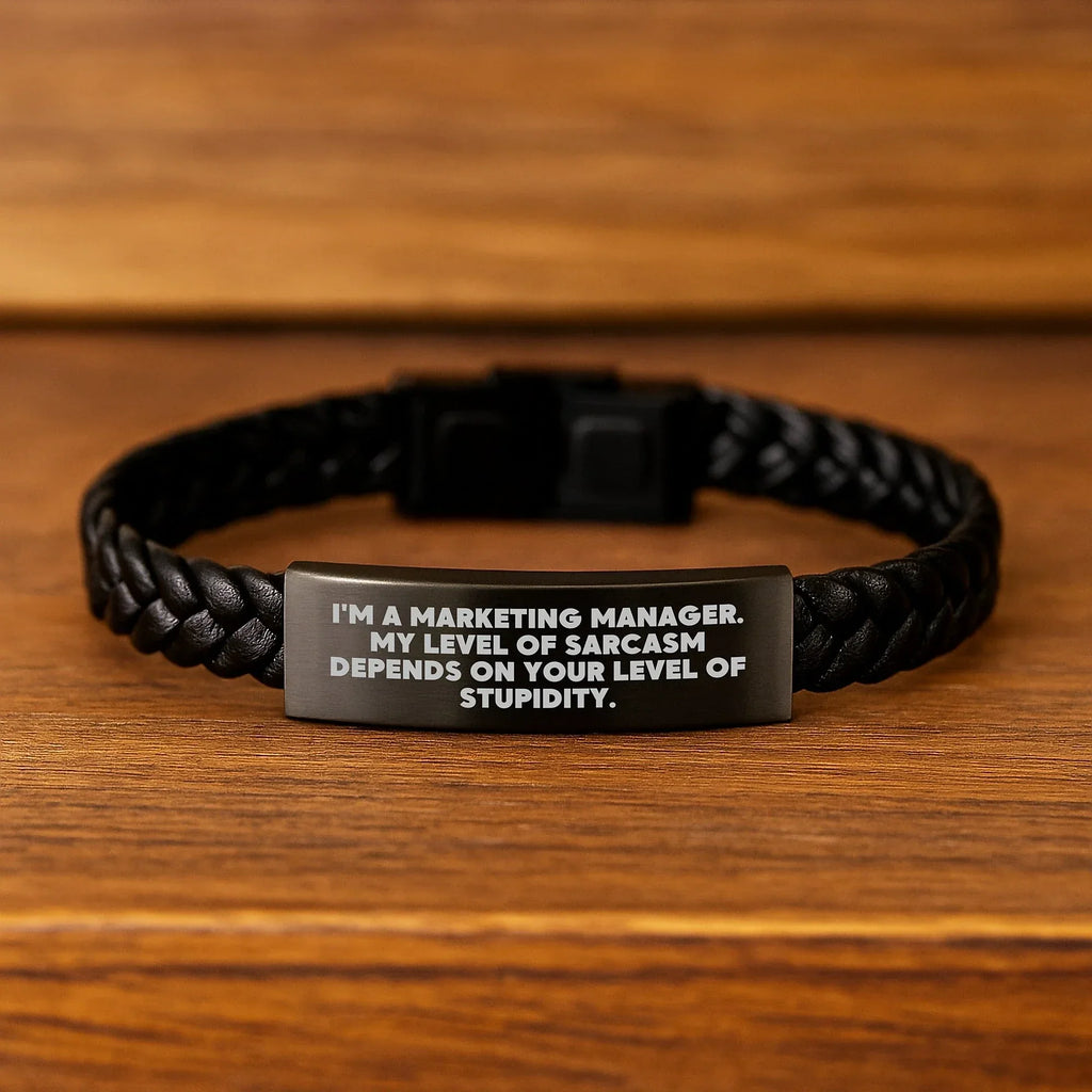 Marketing Manager Christmas Unique Gifts - Funny Interlaced Leather Bracelets for Men from Friends, Unique Christmas Unique for Marketing Manager