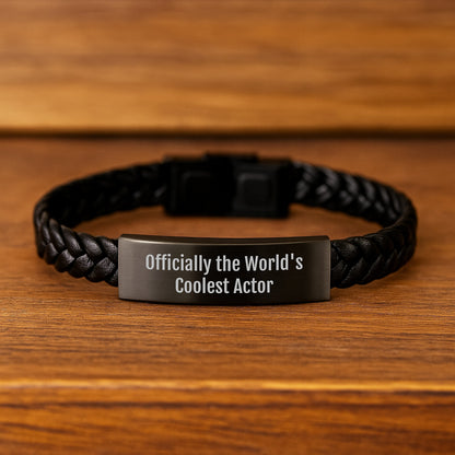 Funny Actor Gifts, Interlaced Leather Bracelet, Coolest Quote for Men, Christmas Unique Gifts from Friends - Image 2