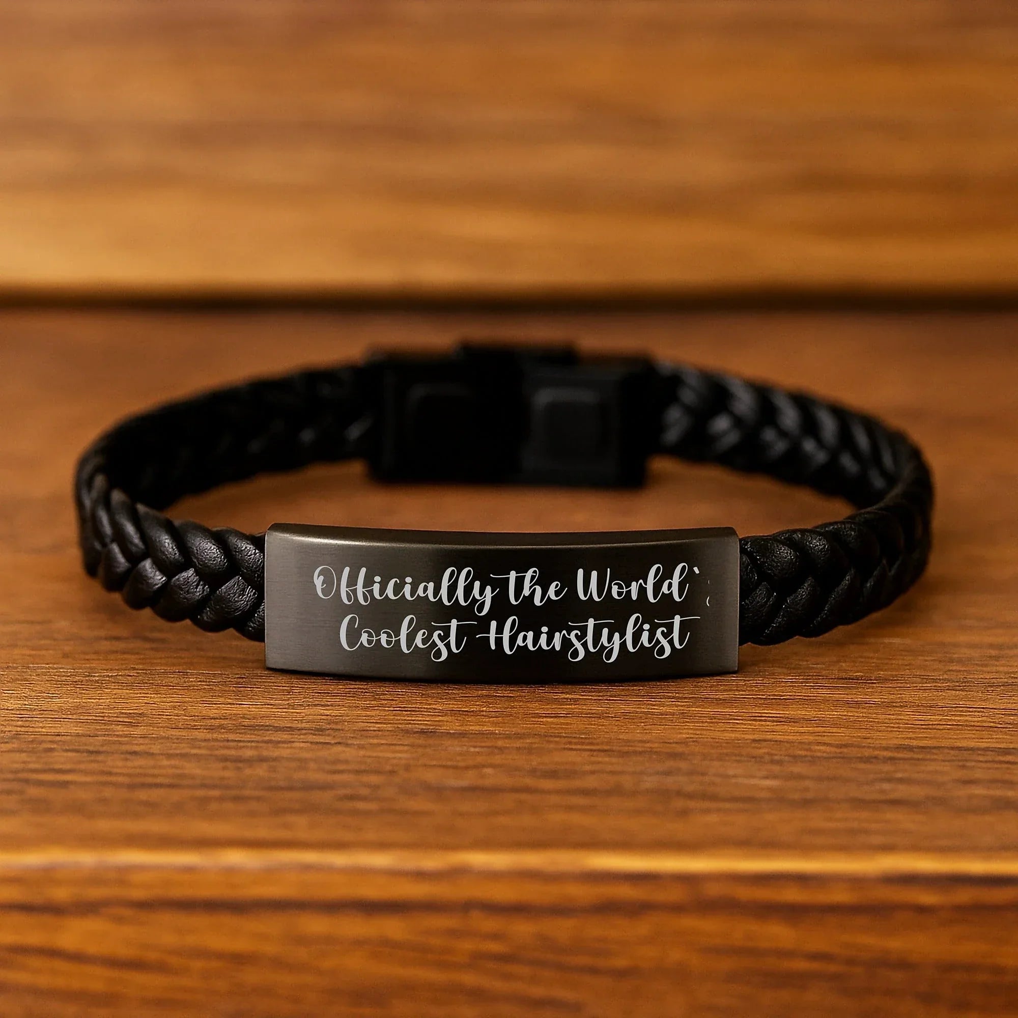 Cool Hairstylist Gifts from Friends for Men, Women, and Coworkers - Interlaced Leather Bracelet, World's Coolest Hairstylist Quote, Graduation Unique Gifts