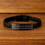 Funny Payroll Clerk Gifts, Officially the World's Coolest Payroll Clerk Interlaced Leather Bracelet, Graduation Unique Gifts from Friends to Payroll Clerk