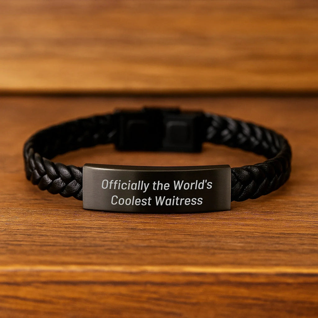 Funny Quote Interlaced Leather Bracelet Gifts for Waitress from Friends, Unique Christmas Unique Gifts for Men Women Coworkers Family
