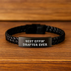 Funny Drafter Quote Interlaced Leather Bracelet Gifts for Men from Friends on Christmas Unique
