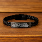 Funny Interior Designer Gifts from Men - Interlaced Leather Bracelet for Men Friends Coworkers Family - Inspirational Quote 'If At First You Don't Succeed' Christmas Unique Gifts