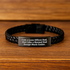 Funny Loan Officer Gifts, Unique Interlaced Leather Bracelet for Men, 'I Am A Loan Officer Dad' Christmas Unique Gifts from Dad to Loan Officer