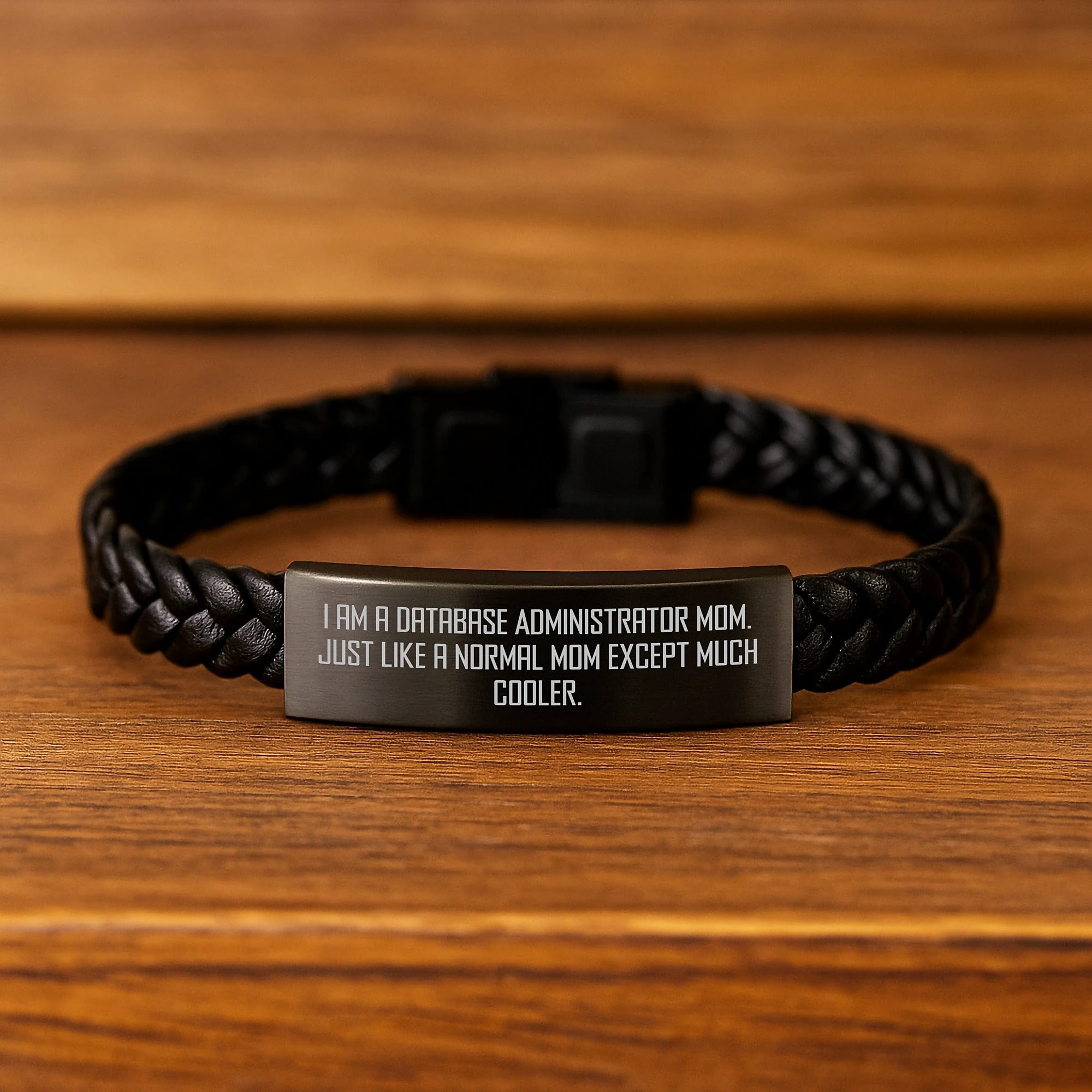 Fun, Unique Database Administrator Gifts for Men - 'I Am A Database Administrator Mom' Interlaced Leather Bracelet, Christmas Unique Gifts for Family, Friends, Coworkers