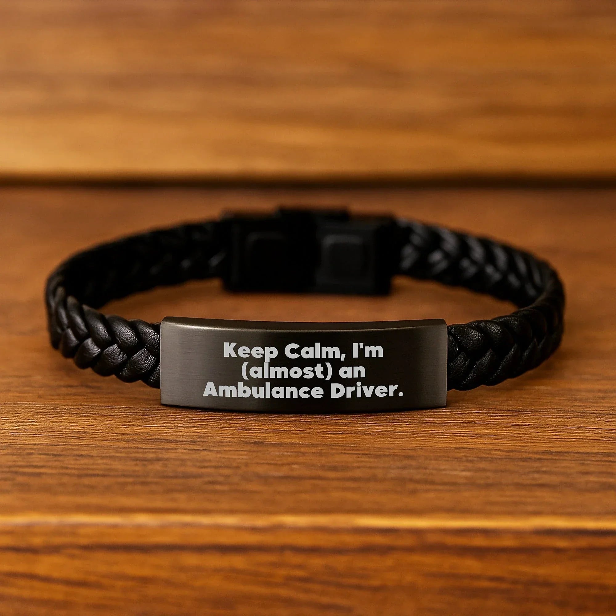 Funny Ambulance Driver Gifts for Men, Ambulance Driver Interlaced Leather Bracelet, Keep Calm I'm almost An Ambulance Driver, Christmas Unique Presents for Ambulance Driver