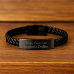 Funny Inspirational Gifts for Drafter Men, Interlaced Leather Bracelet, 'Keep Calm I'm (almost) A Drafter' - Christmas Unique Gifts for Friends, Family, Coworkers