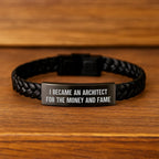 Funny Architect Quote Interlaced Leather Bracelet Gifts from Friends to Men, Unique Christmas Memorable Presents for Architect, Stainless Steel PU Leather Men's Accessories