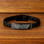 Funny Physician Assistant Gifts, Interlaced Leather Bracelet for Men with Engraved Stainless Steel, Unique Christmas Unique Gifts from Friends to Physician Assistant
