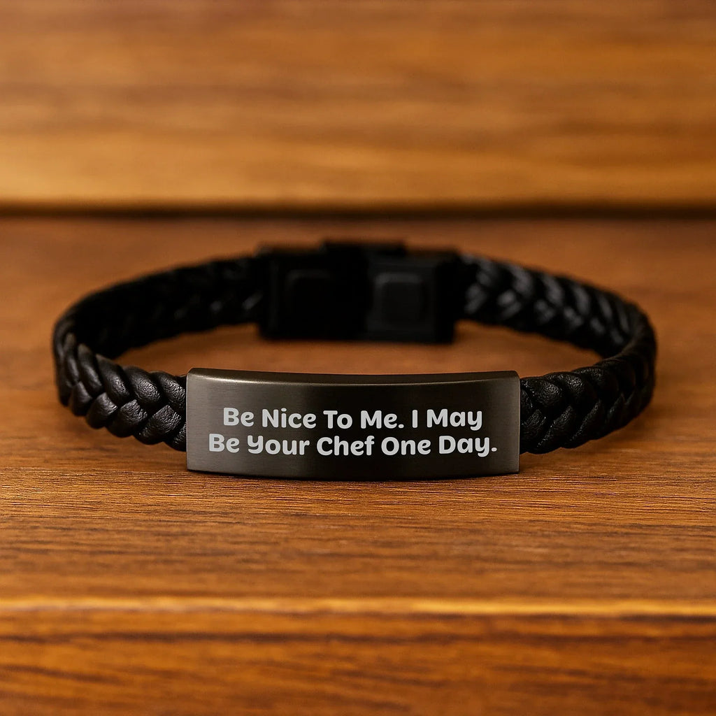 Chef's Inspirational Interlaced Leather Braces, Funny Quote Gifts for Men, Women, Friends, Coworkers, Family, Birthday Unique Presents from Loved Ones