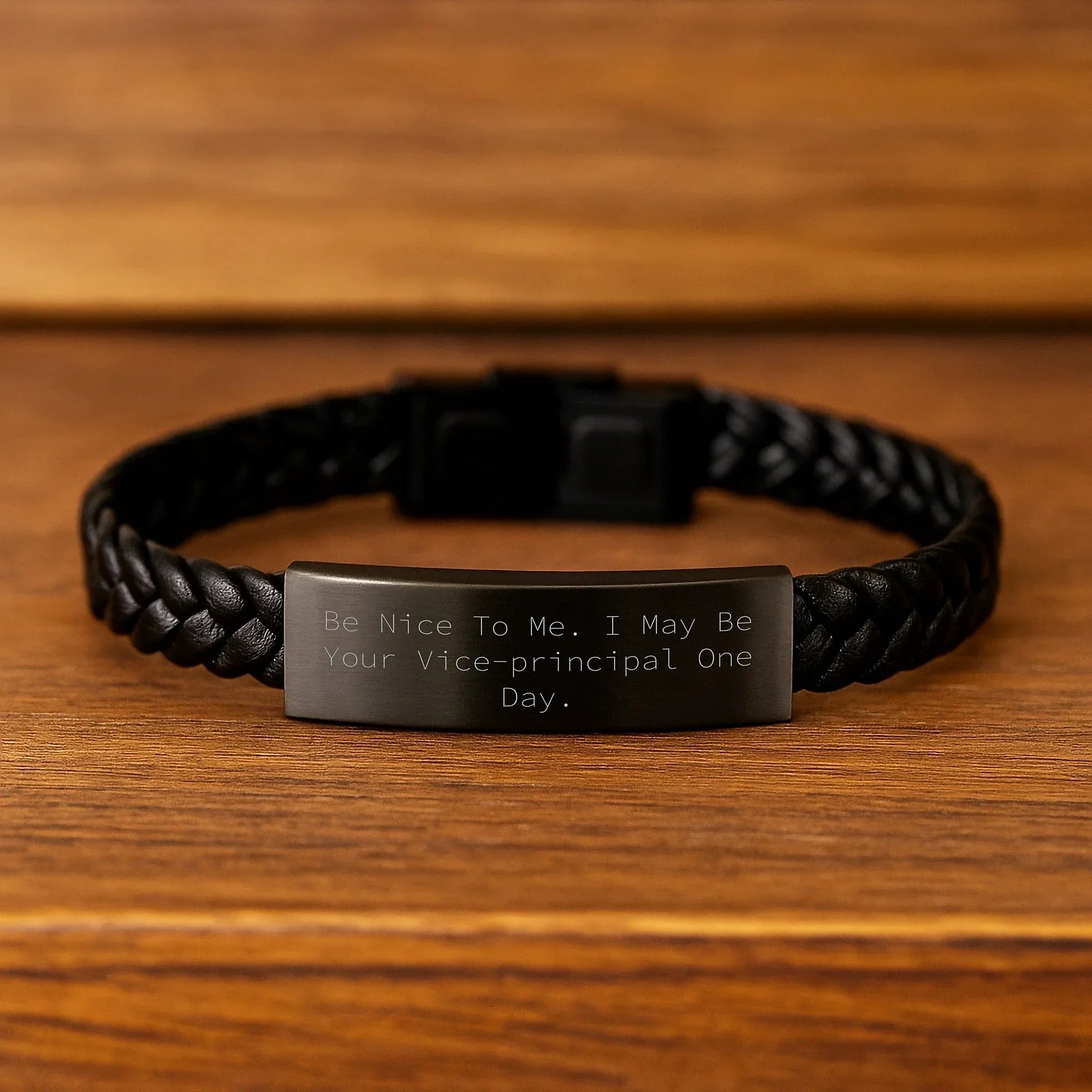 Funny Vice-principal Gifts from Friends - Birthday Unique Interlaced Leather Bracelet 'Be Nice To Me. I May Be Your Vice-principal One Day.' for Men and Women