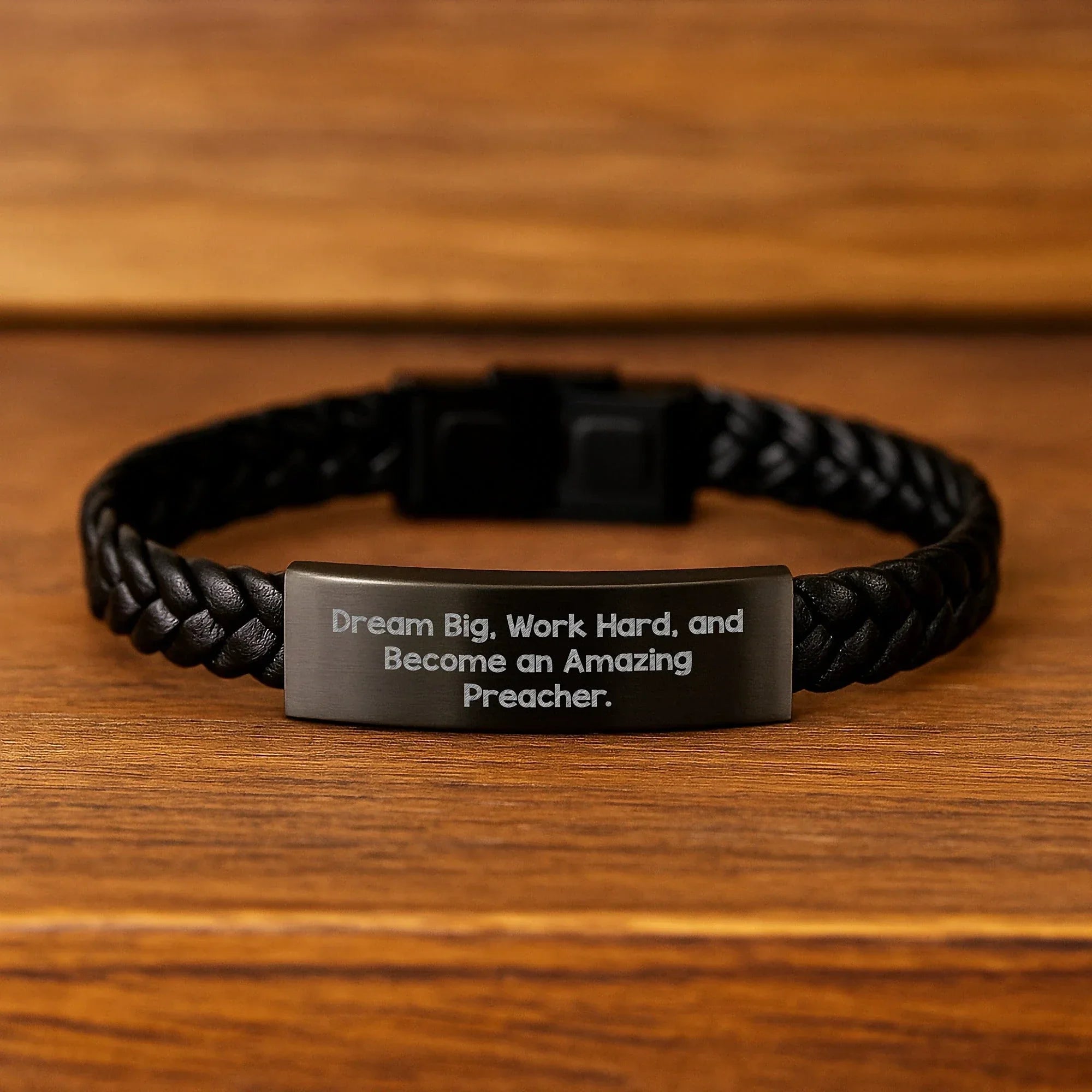 Inspirational Preacher Gifts - Interlaced Leather Bracelet for Men, Work Hard, Dream Big, Become Amazing Preachers, Gifts from Friends, Graduation Unique Gifts for Preachers