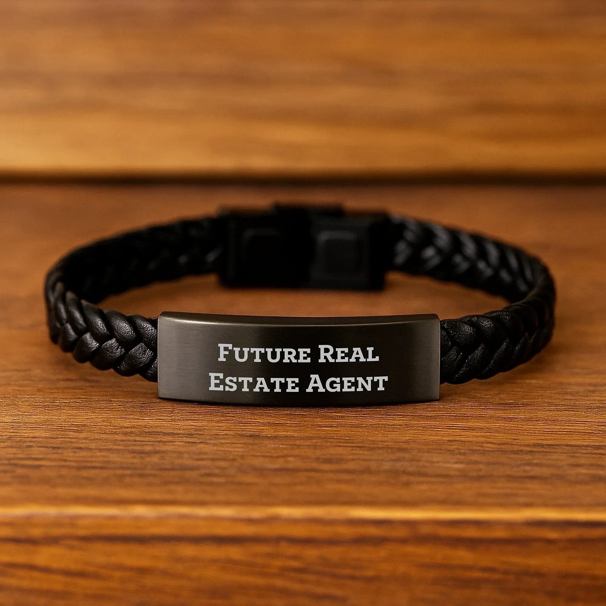 Funny Real Estate Agent Gifts for Men - Interlaced Leather Bracelet with Stainless Steel, PU Leather, and Inspirational Quote - Gifts from Friends, Coworkers or Family at Christmas