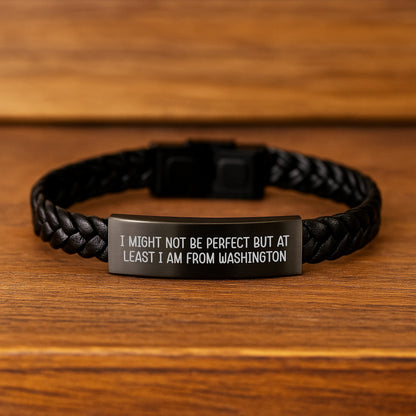 Washington State of Mind Interlaced Leather Bracelet, Inspirational Gifts for Friends from Washington, Birthday Unique Gifts - Image 2