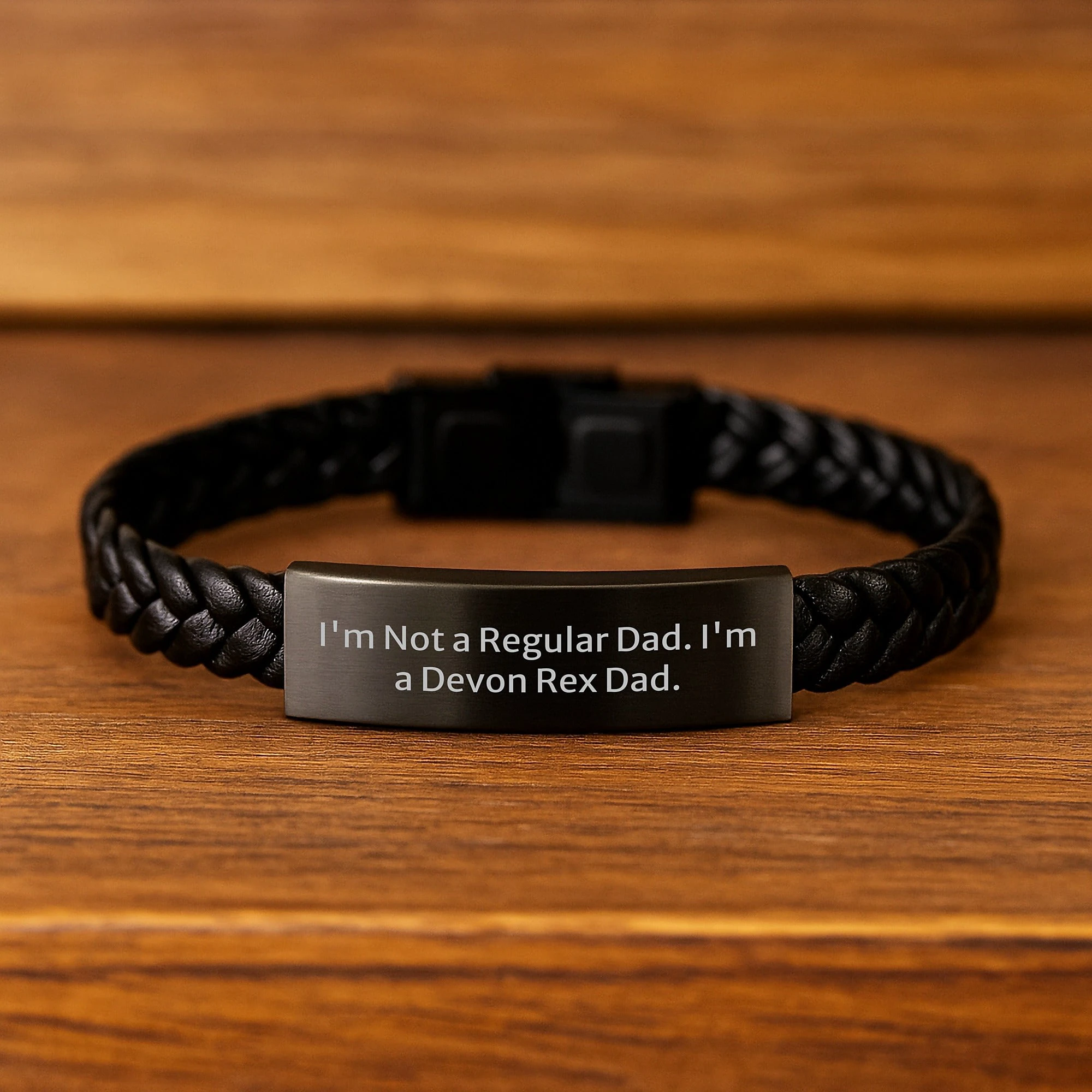 Devon Rex Cat Lover Gifts for Men - Funny Quote I'm Not A Regular Dad. I'm A Devon Rex Dad. - Interlaced Leather Bracelet Gifts from Dad to Son for Christmas Unique