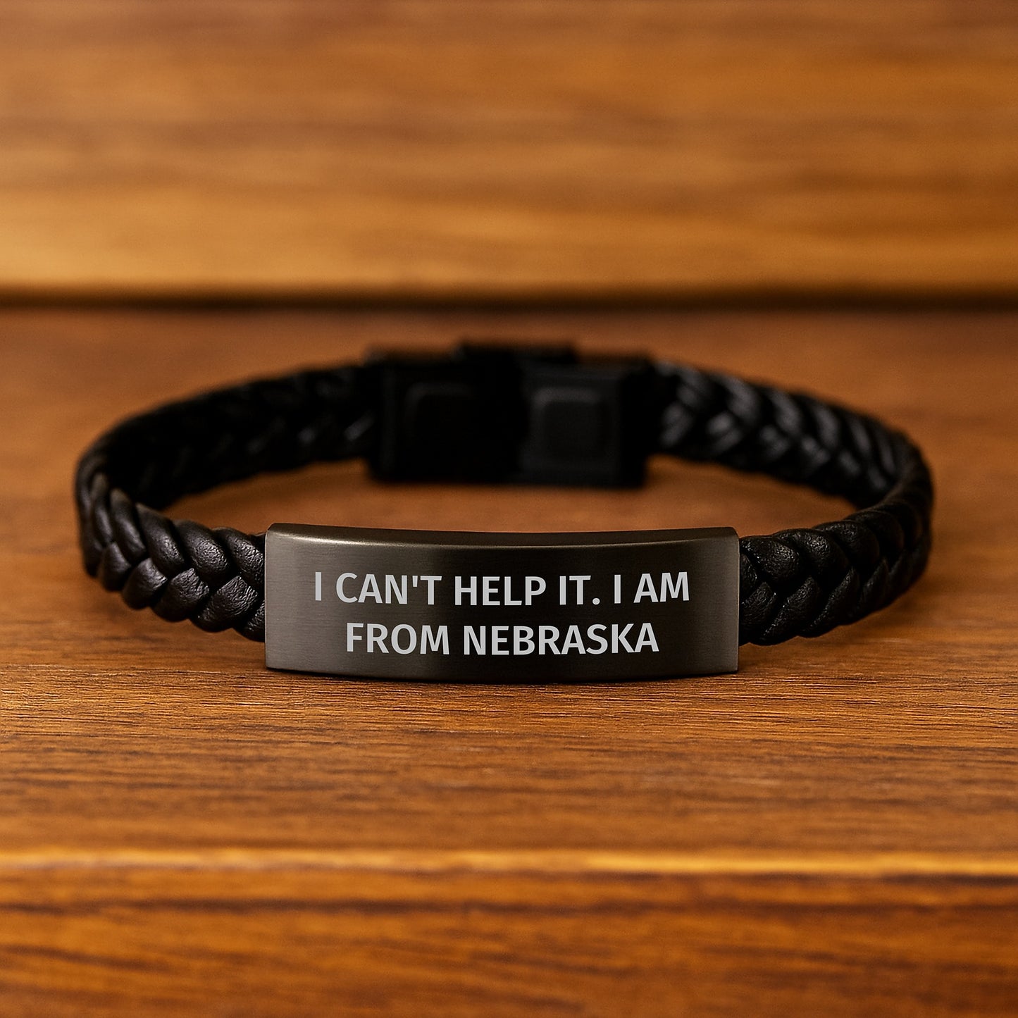 Nebraska Christmas Unique Gifts from Men to Nebraska Men, Funny Quote Interlaced Leather Bracelet, Gifts for Nebraska Friends - Image 2