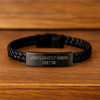 Funny 'World's Greatest' Funeral Director Gifts for Men - Interlaced Leather Bracelet - Unique Father's Day Unique Gifts from Family - Image 2