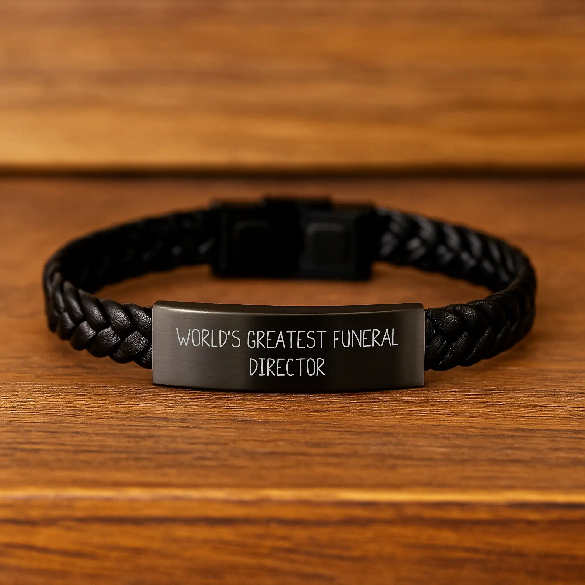 Funny 'World's Greatest' Funeral Director Gifts for Men - Interlaced Leather Bracelet - Unique Father's Day Unique Gifts from Family - Image 2