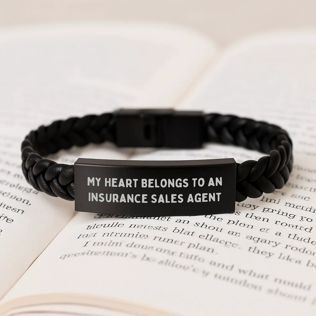 Funny Quote for Insurance Sales Agent, Christmas Unique Gifts for Men, Interlaced Leather Bracelet Gifts from Friends